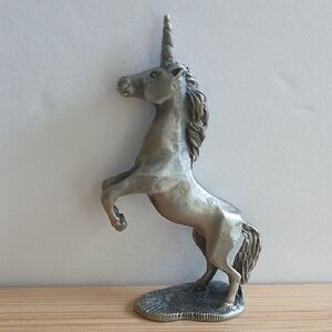 Mini Pewter Unicorn Sculpture 2.5" Ht